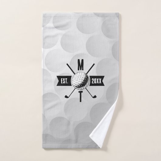Monogram Golf Ball Texture & Club Initiaal Bad Handdoek (Handdoek)