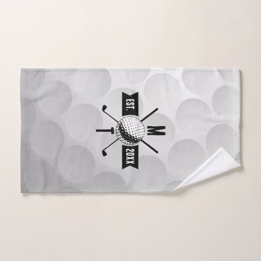 Monogram Golf Ball Texture & Club Initiaal Bad Handdoek (Handdoek)
