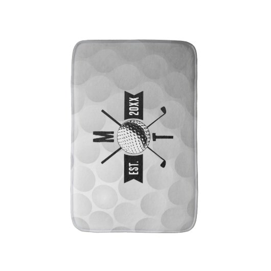 Monogram Golf Ball Texture & Club Initiaal Badmat (Voorkant Verticaal)