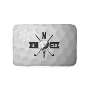 Monogram Golf Ball Texture & Club Initiaal Badmat