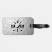 Monogram Golf Ball Texture & Club Initiaal Bagagelabel (Achterkant horizontaal)