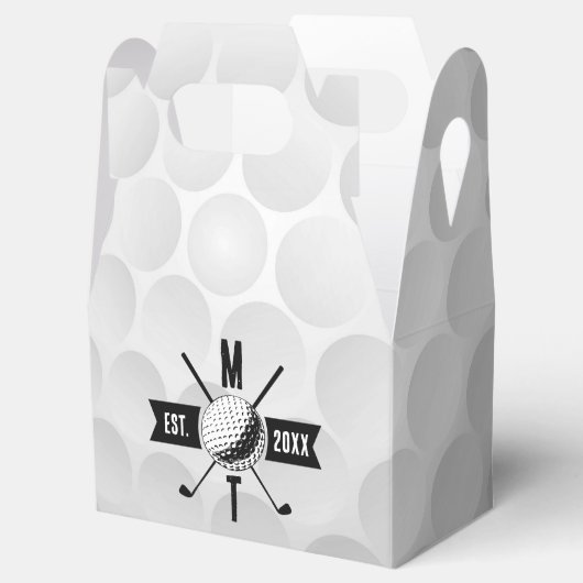 Monogram Golf Ball Texture & Club Initiaal Bedankdoosjes (Geopend)