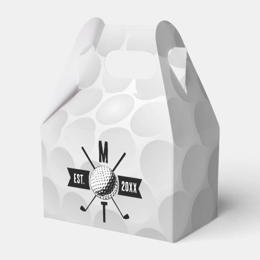 Monogram Golf Ball Texture & Club Initiaal Bedankdoosjes (Voorkant Zijde)