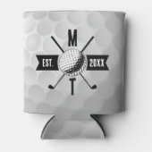 Monogram Golf Ball Texture & Club Initiaal Blikjeskoeler (Voorkant)