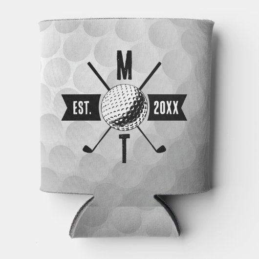 Monogram Golf Ball Texture & Club Initiaal Blikjeskoeler (Voorkant)