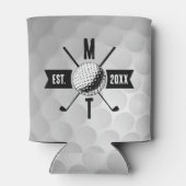 Monogram Golf Ball Texture & Club Initiaal Blikjeskoeler (Achterkant)