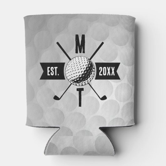 Monogram Golf Ball Texture & Club Initiaal Blikjeskoeler (Achterkant)