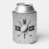 Monogram Golf Ball Texture & Club Initiaal Blikjeskoeler (Blikje Achterkant)