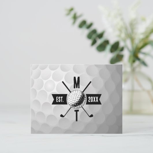 Monogram Golf Ball Texture & Club Initiaal Feestdagenkaart (Staand voorkant)