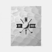 Monogram Golf Ball Texture & Club Initiaal Fleece Deken (Voorkant)