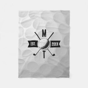 Monogram Golf Ball Texture & Club Initiaal Fleece Deken