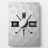 Monogram Golf Ball Texture & Club Initiaal Fotoplaat (voorkant)