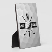 Monogram Golf Ball Texture & Club Initiaal Fotoplaat (Zijkant)