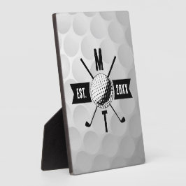 Monogram Golf Ball Texture & Club Initiaal Fotoplaat