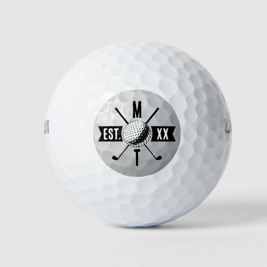Monogram Golf Ball Texture & Club Initiaal Golfballen (Voorkant)