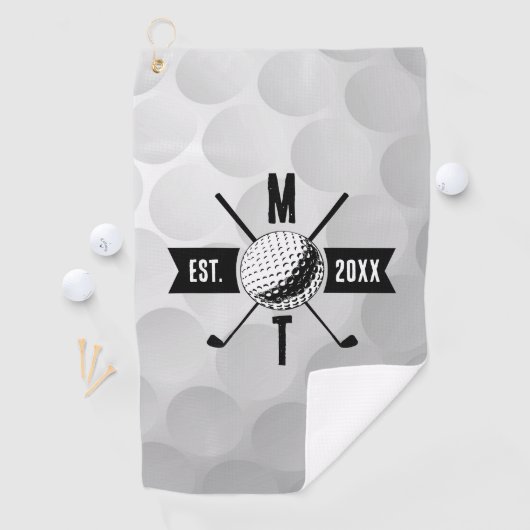 Monogram Golf Ball Texture & Club Initiaal Golfhanddoek (Insitu)