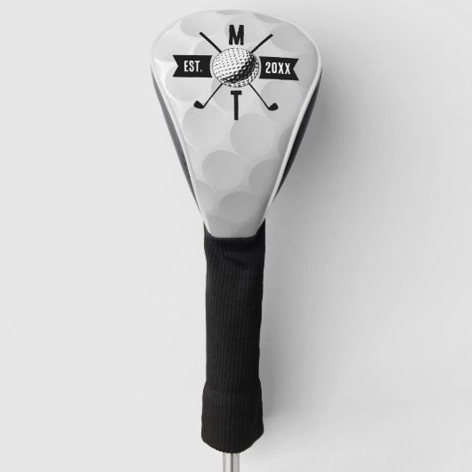 Monogram Golf Ball Texture & Club Initiaal Golfheadcover (Voorkant)
