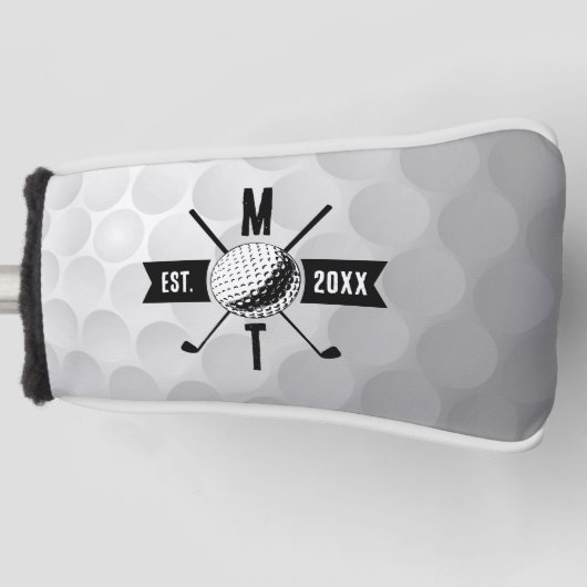 Monogram Golf Ball Texture & Club Initiaal Golfheadcover (Voorkant)