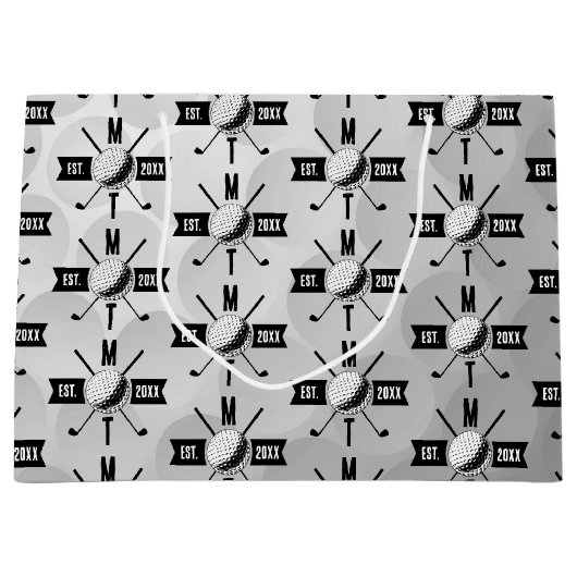 Monogram Golf Ball Texture & Club Initiaal Groot Cadeauzakje (Voorkant)