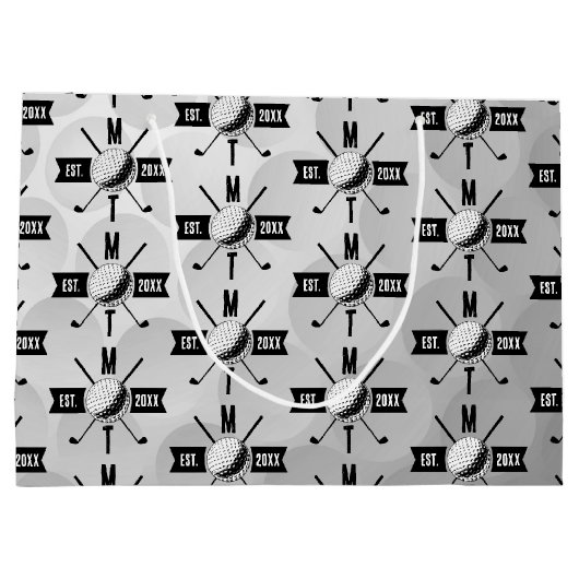 Monogram Golf Ball Texture & Club Initiaal Groot Cadeauzakje (Achterkant)