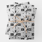 Monogram Golf Ball Texture & Club Initiaal Inpakpapier Vel (In situ)