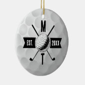 Monogram Golf Ball Texture & Club Initiaal Keramisch Ornament (Rechts)