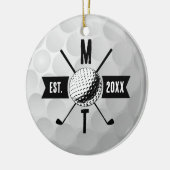 Monogram Golf Ball Texture & Club Initiaal Keramisch Ornament (Links)