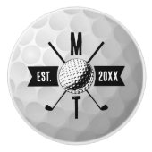 Monogram Golf Ball Texture & Club Initiaal Keramische Knop (Voorkant)