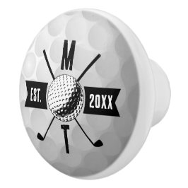 Monogram Golf Ball Texture & Club Initiaal Keramische Knop
