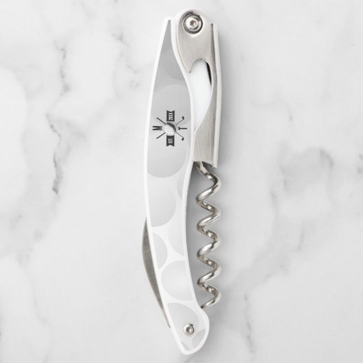 Monogram Golf Ball Texture & Club Initiaal Kurkentrekker (Achterkant)