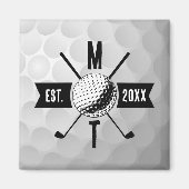 Monogram Golf Ball Texture & Club Initiaal Magneet (Voorkant)