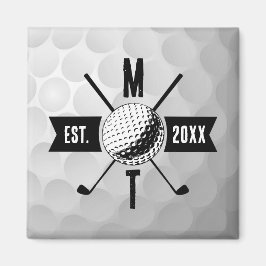 Monogram Golf Ball Texture & Club Initiaal Magneet