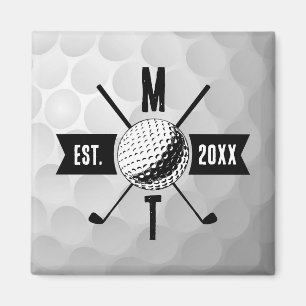 Monogram Golf Ball Texture & Club Initiaal Magneet