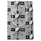 Monogram Golf Ball Texture & Club Initiaal Medium Cadeauzakje (Voorkant)