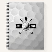 Monogram Golf Ball Texture & Club Initiaal Notitieboek (Voorkant)