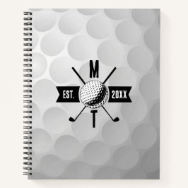Monogram Golf Ball Texture & Club Initiaal Notitieboek