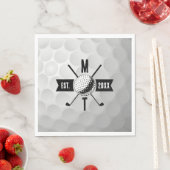 Monogram Golf Ball Texture & Club Initiaal Servet (Insitu)