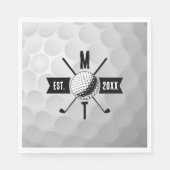 Monogram Golf Ball Texture & Club Initiaal Servet (Voorkant)