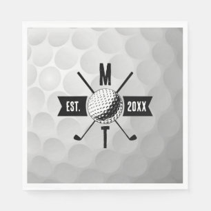 Monogram Golf Ball Texture & Club Initiaal Servet