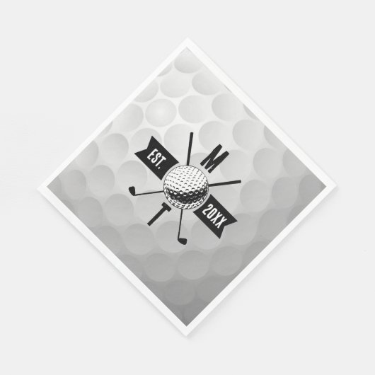 Monogram Golf Ball Texture & Club Initiaal Servet (Hoek)