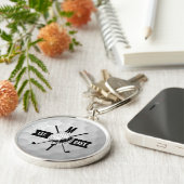 Monogram Golf Ball Texture & Club Initiaal Sleutelhanger (Zijkant)