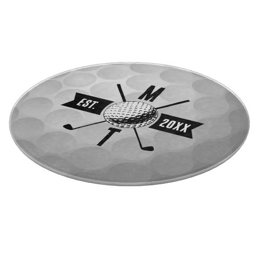 Monogram Golf Ball Texture & Club Initiaal Snijplank (Hoek)