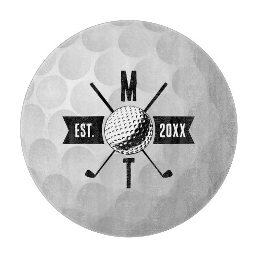 Monogram Golf Ball Texture & Club Initiaal Snijplank (Voorkant)