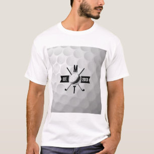 Monogram Golf Ball Texture & Club Initiaal T-shirt