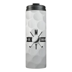 Monogram Golf Ball Texture & Club Initiaal Thermosbeker