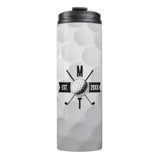 Monogram Golf Ball Texture & Club Initiaal Thermosbeker (Voorkant)