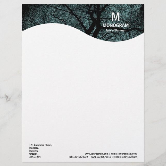 Monogram golf - Boom - Groen oceaan Custom Briefhoofd (Voorkant)