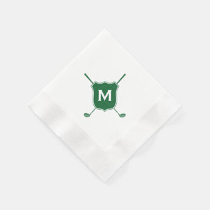 Monogram Golf Club Crest Diagonal Green Napkins Servet