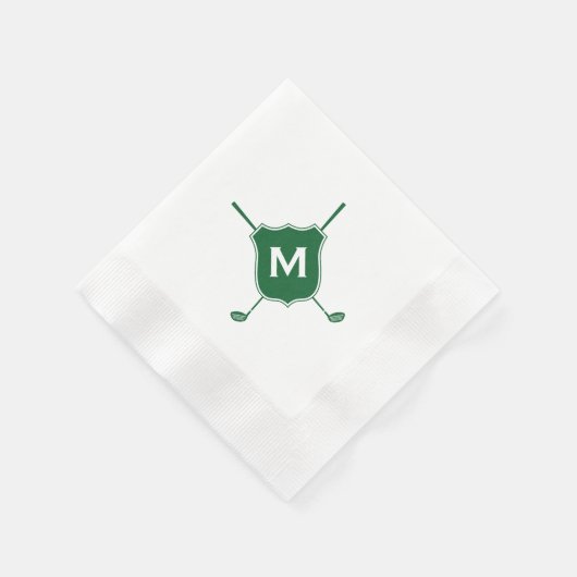 Monogram Golf Club Crest Diagonal Green Napkins Servet (Hoek)