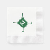 Monogram Golf Club Crest Diagonal Green Napkins Servet (Voorkant)